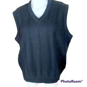 GRAN SASSO Vintage Black Knit Sweater Vest Wooblend Made In Canada Size Large